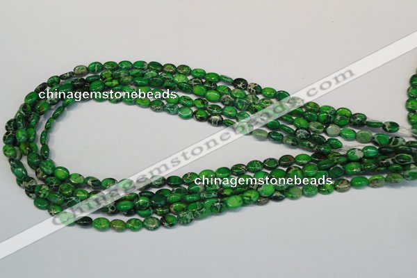 CDT178 15.5 inches 6*8mm oval dyed aqua terra jasper beads