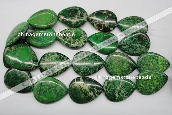 CDT195 15.5 inches 30*40mm flat teardrop dyed aqua terra jasper beads