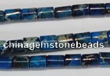 CDT227 15.5 inches 6*8mm tube dyed aqua terra jasper beads