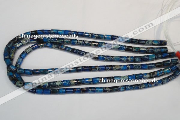 CDT227 15.5 inches 6*8mm tube dyed aqua terra jasper beads