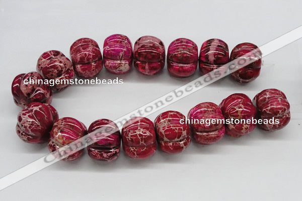 CDT25 15.5 inches 26*35mm pumpkin dyed aqua terra jasper beads