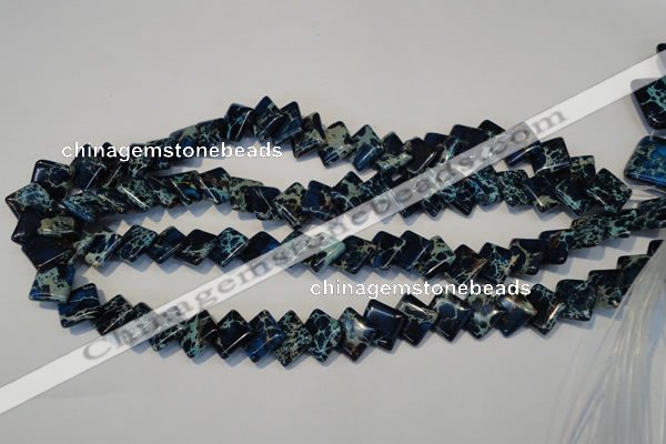 CDT255 15.5 inches 12*12mm diamond dyed aqua terra jasper beads