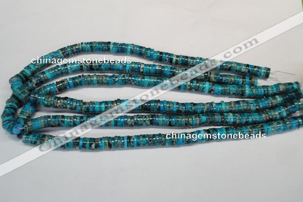 CDT276 15.5 inches 2*8mm heishi dyed aqua terra jasper beads