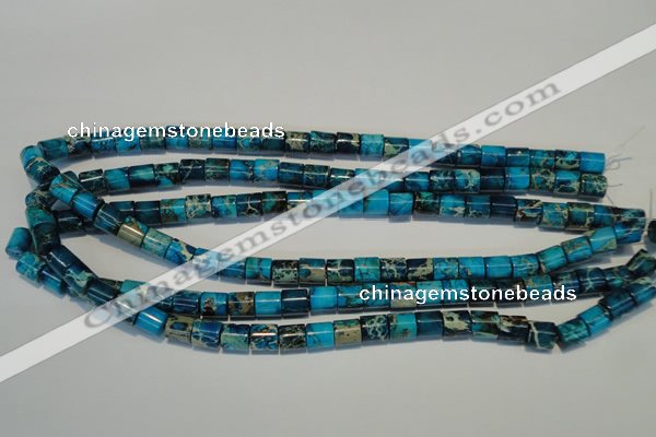 CDT280 15.5 inches 8*8mm tube dyed aqua terra jasper beads