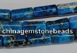 CDT282 15.5 inches 8*17mm tube dyed aqua terra jasper beads