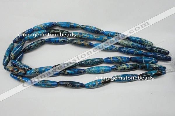 CDT291 15.5 inches 8*30mm rice dyed aqua terra jasper beads