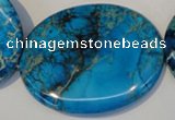 CDT321 15.5 inches 40*50mm oval dyed aqua terra jasper beads