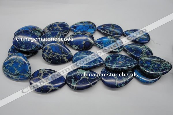 CDT327 15.5 inches 30*40mm flat teardrop dyed aqua terra jasper beads