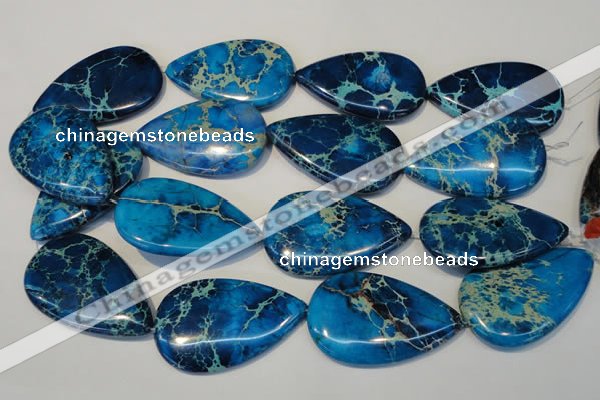 CDT328 15.5 inches 30*50mm flat teardrop dyed aqua terra jasper beads