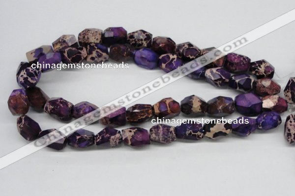 CDT38 15.5 inches 14*18mm faceted nuggets dyed aqua terra jasper beads