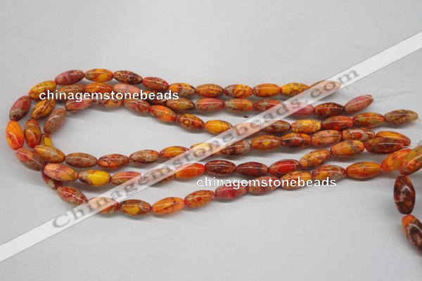 CDT510 15.5 inches 8*16mm rice dyed aqua terra jasper beads