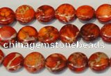 CDT516 15.5 inches 10mm flat round dyed aqua terra jasper beads