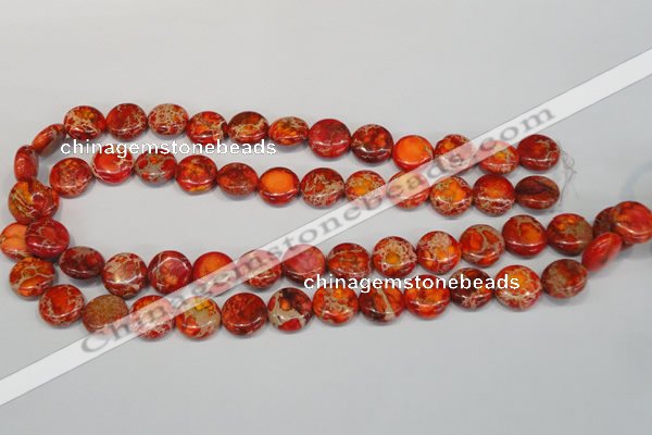 CDT518 15.5 inches 14mm flat round dyed aqua terra jasper beads