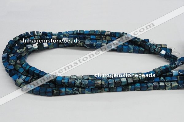 CDT52 15.5 inches 6*6mm cube dyed aqua terra jasper beads wholesale