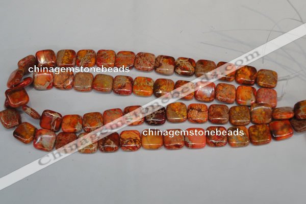 CDT540 15.5 inches 14*14mm square dyed aqua terra jasper beads