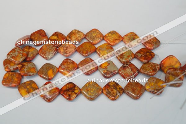 CDT547 15.5 inches 20*20mm diamond dyed aqua terra jasper beads