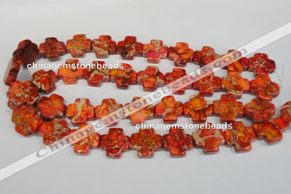 CDT563 15.5 inches 20*20mm cross dyed aqua terra jasper beads