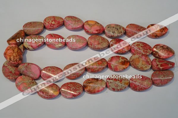 CDT575 15.5 inches 18*25mm twisted oval dyed aqua terra jasper beads