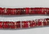 CDT601 15.5 inches 2*8mm heishi dyed aqua terra jasper beads