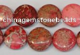 CDT655 15.5 inches 16mm flat round dyed aqua terra jasper beads