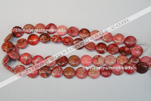 CDT655 15.5 inches 16mm flat round dyed aqua terra jasper beads