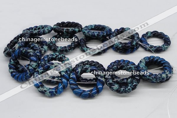 CDT67 15.5 inches 40mm donut shaped dyed aqua terra jasper beads