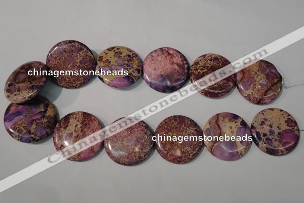 CDT708 15.5 inches 35mm flat round dyed aqua terra jasper beads