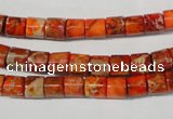 CDT735 15.5 inches 6*6mm tube dyed aqua terra jasper beads