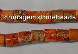 CDT737 15.5 inches 8*8mm tube dyed aqua terra jasper beads