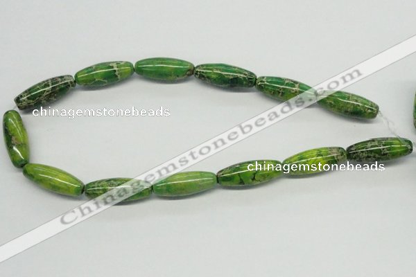 CDT89 15.5 inches 12*30mm rice dyed aqua terra jasper beads