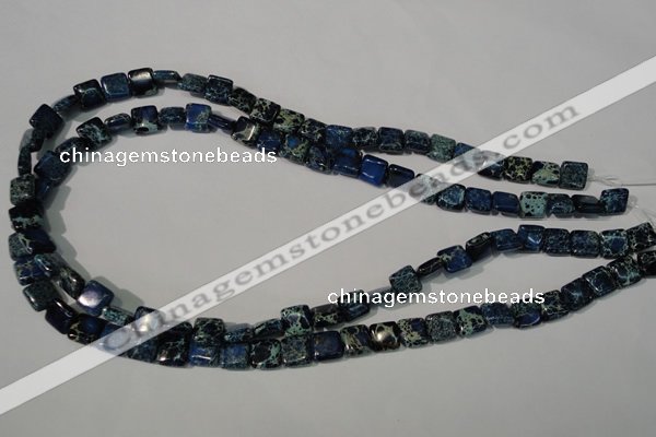 CDT901 15.5 inches 8*8mm square dyed aqua terra jasper beads