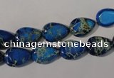 CDT915 15.5 inches 9*13mm flat teardrop dyed aqua terra jasper beads