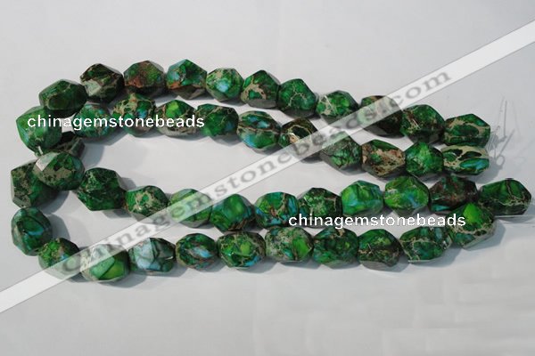 CDT964 15.5 inches 14*17mm faceted nuggets dyed aqua terra jasper beads