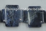 CDU05 15.5 inches 25*25mm cross natural blue dumortierite beads