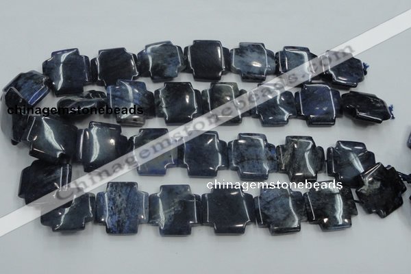 CDU05 15.5 inches 25*25mm cross natural blue dumortierite beads