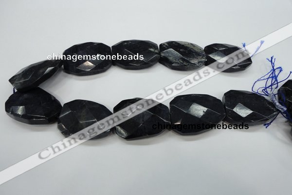 CDU10 32*40mm twisted & faceted rectangle natural blue dumortierite beads