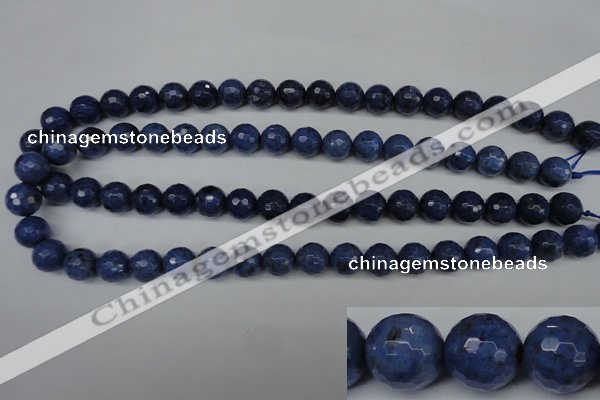 CDU113 15.5 inches 10mm faceted round blue dumortierite beads