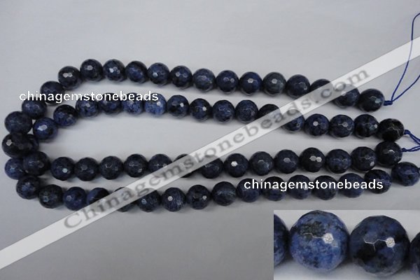 CDU114 15.5 inches 12mm faceted round blue dumortierite beads