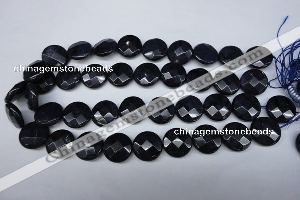 CDU126 15.5 inches 20mm faceted coin blue dumortierite beads