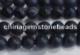 CDU201 15.5 inches 6mm round matte blue dumortierite beads