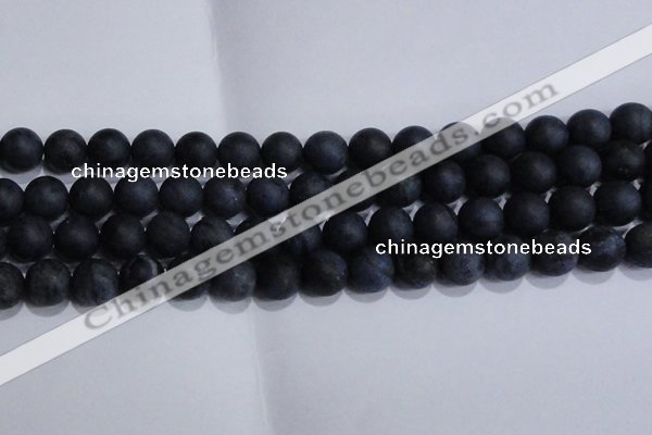 CDU205 15.5 inches 14mm round matte blue dumortierite beads