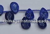 CDU219 Top drilled 8*12mm faceted flat teardrop blue dumortierite beads