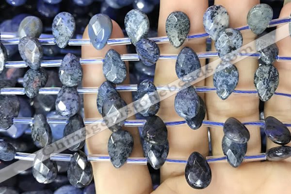 CDU221 Top drilled 8*12mm faceted briolette dumortierite beads