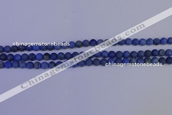 CDU301 15.5 inches 6mm round matte blue dumortierite beads