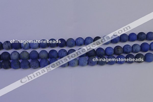 CDU303 15.5 inches 10mm round matte blue dumortierite beads