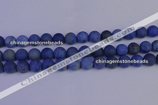 CDU305 15.5 inches 14mm round matte blue dumortierite beads