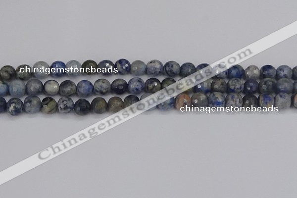 CDU310 15.5 inches 8mm faceted round blue dumortierite beads