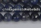 CDU317 15.5 inches 8mm faceted round blue dumortierite beads