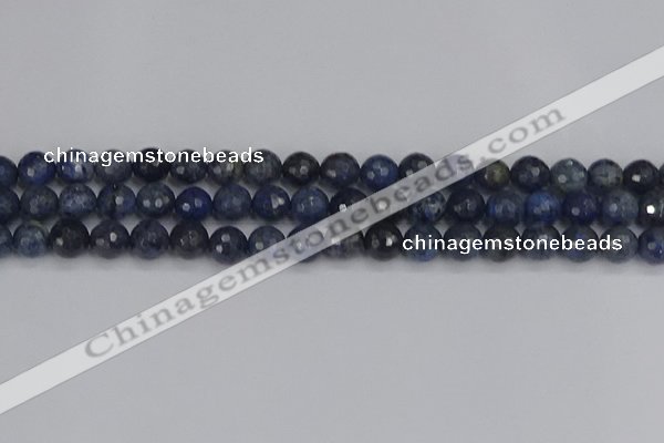 CDU317 15.5 inches 8mm faceted round blue dumortierite beads