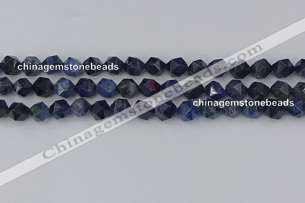 CDU332 15.5 inches 10mm faceted nuggets blue dumortierite beads